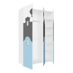 Детская Сити ПМ-332.25 исп 2 Шкаф комбинирован (3д) (Белый/Графит/Голубой) в Ноябрьске - noyabrsk.mebel24.online | фото 2