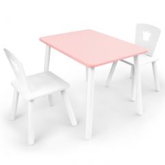 Комплект детской мебели стол и два стула Корона  (Розовый/Белый/Белый) в Ноябрьске - noyabrsk.mebel24.online | фото