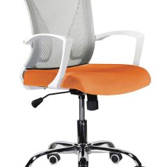 Кресло BRABIX "Wings MG-306", пластик белый, хром, сетка, серое/оранжевое, 532011 в Ноябрьске - noyabrsk.mebel24.online | фото 1