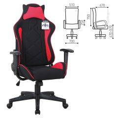 Кресло компьютерное BRABIX GT Racer GM-101 + подушка (ткань) черное/красное (531820) в Ноябрьске - noyabrsk.mebel24.online | фото 2