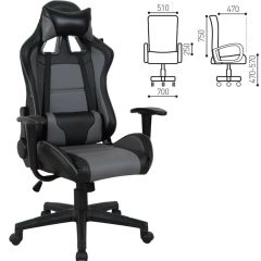 Кресло компьютерное BRABIX "GT Racer GM-100" (черное/серое) 531926 в Ноябрьске - noyabrsk.mebel24.online | фото 2