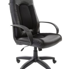 Кресло офисное BRABIX "Strike EX-525" (экокожа черная, ткань черная) 531381 в Ноябрьске - noyabrsk.mebel24.online | фото