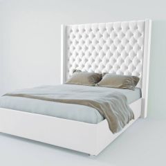 Кровать Версаль ЛЮКС с ПМ 1400 (экокожа белая) в Ноябрьске - noyabrsk.mebel24.online | фото