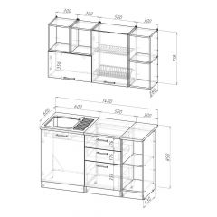 Кухонный гарнитур Лариса медиум 3 1400 мм в Ноябрьске - noyabrsk.mebel24.online | фото 2