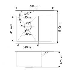 Мойка HD5851L MELANA ProfLine 3,0/200 САТИН врезная прямоугольная с коландером HD5851L в Ноябрьске - noyabrsk.mebel24.online | фото 2