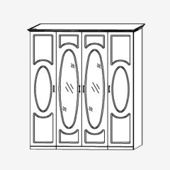 Прованс-2 Шкаф 4-х дверный с 2 зеркалами (Итальянский орех/Груша с платиной черной) в Ноябрьске - noyabrsk.mebel24.online | фото