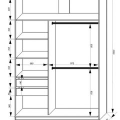 Шкаф-купе 1600 серии SOFT D8+D2+B2+PL4 (2 ящика+F обр.штанга) профиль «Графит» в Ноябрьске - noyabrsk.mebel24.online | фото 2