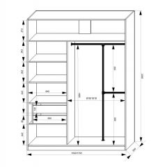 Шкаф-купе 1700 серии NEW CLASSIC K4+K4+B2+PL4 (2 ящика+F обр. штанга) профиль «Капучино» в Ноябрьске - noyabrsk.mebel24.online | фото 3