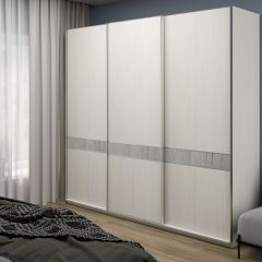 Шкаф-купе 1950 серии SILVER S5+S5+S5 B22+PL4 (по 2 ящика лев/прав+F обр.штанга) профиль «Серебро» в Ноябрьске - noyabrsk.mebel24.online | фото