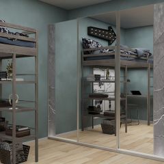 Шкаф-купе 2250 серии SILVER S3+S1+S3Z B22+PL2 (по 2 ящика лев/прав+1штанга+1 полка) профиль «Серебро» в Ноябрьске - noyabrsk.mebel24.online | фото