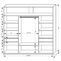 Шкаф-купе 2400 серии SOFT D2+D7+D3+B22+PL2 (по 2 ящика лев/прав+1штанга+1полка) профиль «Графит» в Ноябрьске - noyabrsk.mebel24.online | фото 3