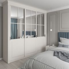 Шкаф-купе 2450 серии NEW CLASSIC K4+K4+K4+B22+PL4 (по 2 ящика лев/прав+F обр.штанга) профиль «Капучино» в Ноябрьске - noyabrsk.mebel24.online | фото