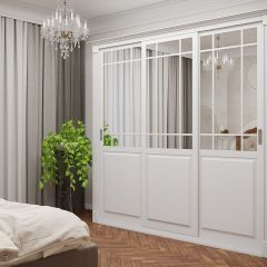 Шкаф-купе 2450 серии NEW CLASSIC K5+K5+K5+B22+PL3 (по 2 ящика лев/прав+1 штанга+1полка) профиль «Капучино» в Ноябрьске - noyabrsk.mebel24.online | фото