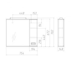 Шкаф-зеркало Cube 75 Эл. Правый Домино (DC5009HZ) в Ноябрьске - noyabrsk.mebel24.online | фото 3