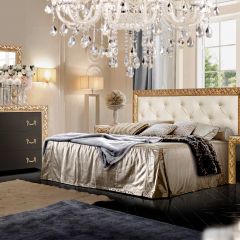 Спальный гарнитур Тиффани Premium черная/золото в Ноябрьске - noyabrsk.mebel24.online | фото 3
