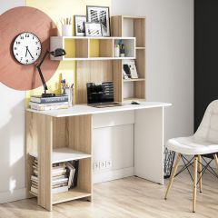 Стол компьютерный Олимп (дуб сонома/белый) в Ноябрьске - noyabrsk.mebel24.online | фото