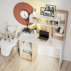 Стол компьютерный Олимп (дуб сонома/белый) в Ноябрьске - noyabrsk.mebel24.online | фото 2