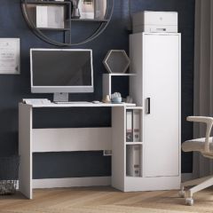 Стол компьютерный СКМ-2 ЛДСП Белый в Ноябрьске - noyabrsk.mebel24.online | фото
