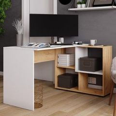 Стол компьютерный угловой СКМУ-4 Белый/Дуб крафт золотой в Ноябрьске - noyabrsk.mebel24.online | фото