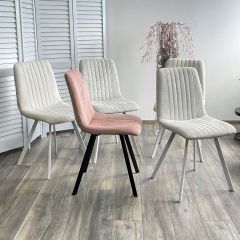 Стул ELVIS WZ2042-01 молочный фактурный велюр / белый каркас М-City в Ноябрьске - noyabrsk.mebel24.online | фото 2