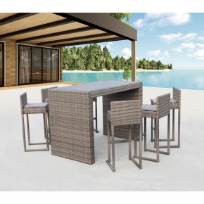 Барный комплект плетеной мебели T390GD/Y390G-W78_6Pcs Grey в Ноябрьске - noyabrsk.mebel24.online | фото 1