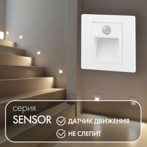 DK1020-WH Светильник встраиваемый в стену c датчиком движения, IP 20, LED 3000, 1 Вт, белый, пластик в Ноябрьске - noyabrsk.mebel24.online | фото 2