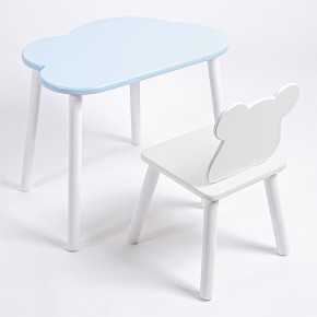Комплект детский стол ОБЛАЧКО и стул МИШКА ROLTI Baby (голубая столешница/белое сиденье/белые ножки) в Ноябрьске - noyabrsk.mebel24.online | фото