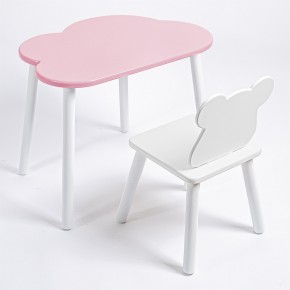 Комплект детский стол ОБЛАЧКО и стул МИШКА ROLTI Baby (розовая столешница/белое сиденье/белые ножки) в Ноябрьске - noyabrsk.mebel24.online | фото