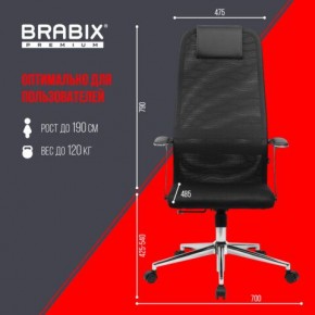 Кресло BRABIX PREMIUM "Ultimate EX-801" хром, плотная двойная сетка Х2, черное, 532917 в Ноябрьске - noyabrsk.mebel24.online | фото 7