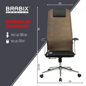 Кресло BRABIX PREMIUM "Ultimate EX-801" хром, плотная двойная сетка Х2, черное/коричневое, 532920 в Ноябрьске - noyabrsk.mebel24.online | фото 6