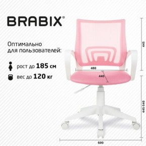 Кресло BRABIX "Fly MG-396W", с подлокотниками, пластик белый, сетка, розовое, 533008 в Ноябрьске - noyabrsk.mebel24.online | фото 5