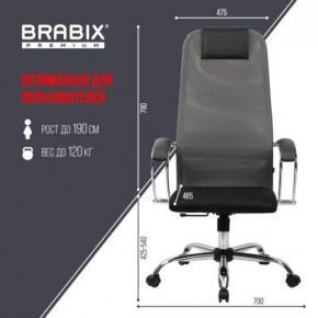Кресло офисное BRABIX PREMIUM "Ultimate EX-800" хром, плотная двойная сетка Х2, черное/серое, 532912 в Ноябрьске - noyabrsk.mebel24.online | фото 3