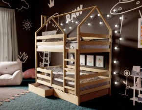 Кровать-домик двухъярусная 80*190 без покраски в Ноябрьске - noyabrsk.mebel24.online | фото