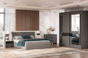 Кровать двойная №4 с основанием (Серый) в Ноябрьске - noyabrsk.mebel24.online | фото 3