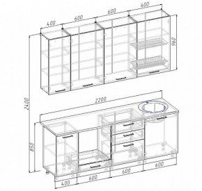 Кухонный гарнитур Антрацит 2200 (Стол. 38мм) в Ноябрьске - noyabrsk.mebel24.online | фото 3