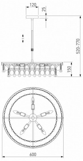 Люстра на штанге Eurosvet Sophie 60165/6 латунь в Ноябрьске - noyabrsk.mebel24.online | фото 3