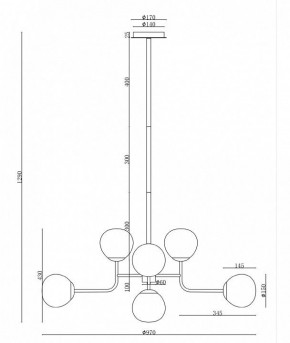 Люстра на штанге Maytoni Erich MOD221-PL-08-G в Ноябрьске - noyabrsk.mebel24.online | фото 6