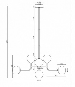Люстра на штанге Maytoni Erich MOD221-PL-08-N в Ноябрьске - noyabrsk.mebel24.online | фото 3
