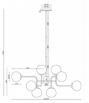 Люстра на штанге Maytoni Erich MOD221-PL-12-G в Ноябрьске - noyabrsk.mebel24.online | фото 3