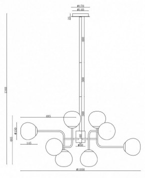 Люстра на штанге Maytoni Erich MOD221-PL-12-N в Ноябрьске - noyabrsk.mebel24.online | фото 3