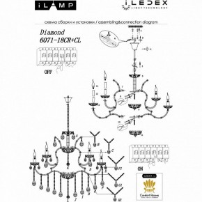 Подвесная люстра iLamp Diamond 6071-18 CR+CL в Ноябрьске - noyabrsk.mebel24.online | фото 2