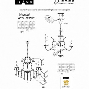 Подвесная люстра iLamp Diamond 6071-8 CR+CL в Ноябрьске - noyabrsk.mebel24.online | фото 2