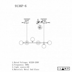 Подвесная люстра iLamp Golden 9136P/6 BK-WH в Ноябрьске - noyabrsk.mebel24.online | фото 3