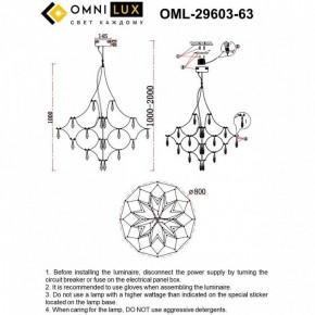 Подвесная люстра Omnilux Perelli OML-29603-63 в Ноябрьске - noyabrsk.mebel24.online | фото 8