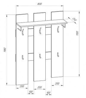 Прихожая-вешалка большая 800 в Ноябрьске - noyabrsk.mebel24.online | фото 2
