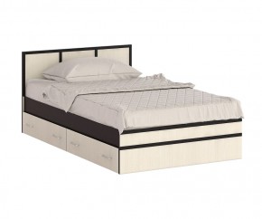 Сакура Кровать с ящиками 1200, цвет венге/дуб лоредо, ШхГхВ 123,5х203,5х80 см., сп.м. 1200х2000 мм., без матраса, основание есть, универсальная сборка в Ноябрьске - noyabrsk.mebel24.online | фото 4