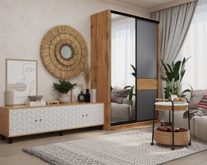 Шкаф-купе SLIM 2-х дверный BS15-6.ZD с зеркалом (дуб вотан/белый/темно-серый/черный муар) в Ноябрьске - noyabrsk.mebel24.online | фото 3