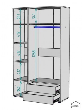 Шкаф Linnea MHR-3PO-2 2050х1200х510 (Белый-М 11.1.1) в Ноябрьске - noyabrsk.mebel24.online | фото 3