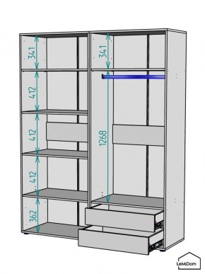 Шкаф Linnea MHR-4PO-2 2050х1600х510 (Белый-М 11.1.2) в Ноябрьске - noyabrsk.mebel24.online | фото 3
