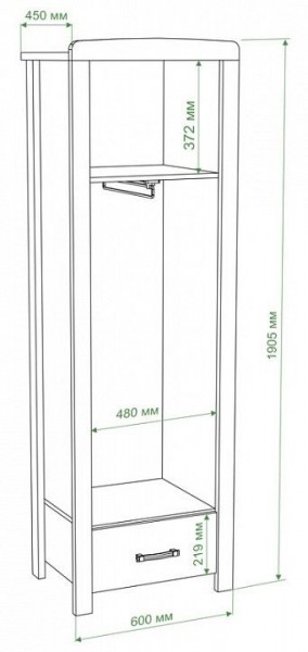 Шкаф платяной Бартоло Ш1Д в Ноябрьске - noyabrsk.mebel24.online | фото 2